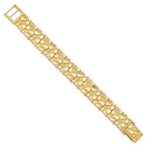 10k Gold NUGGET Bracelet- 8 inches long- 15mm wide